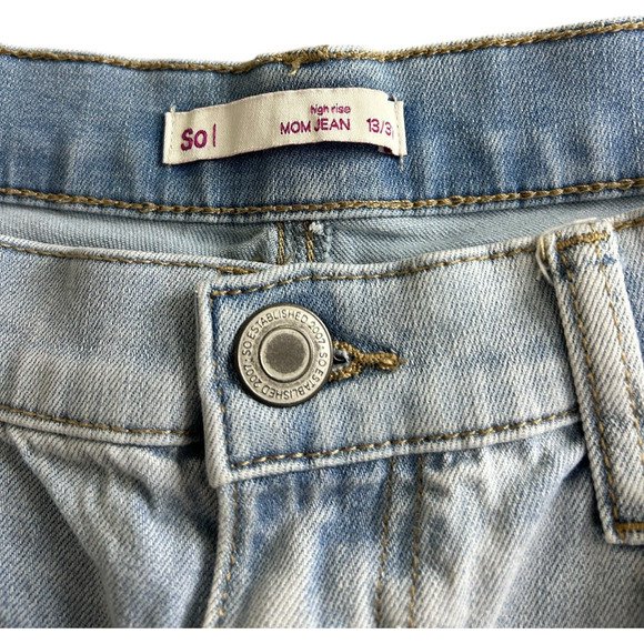 So High Rise Mom Jeans Sz 13 Waist 31 Light Blue Wash Stretch 27" Inseam - Picture 3 of 5